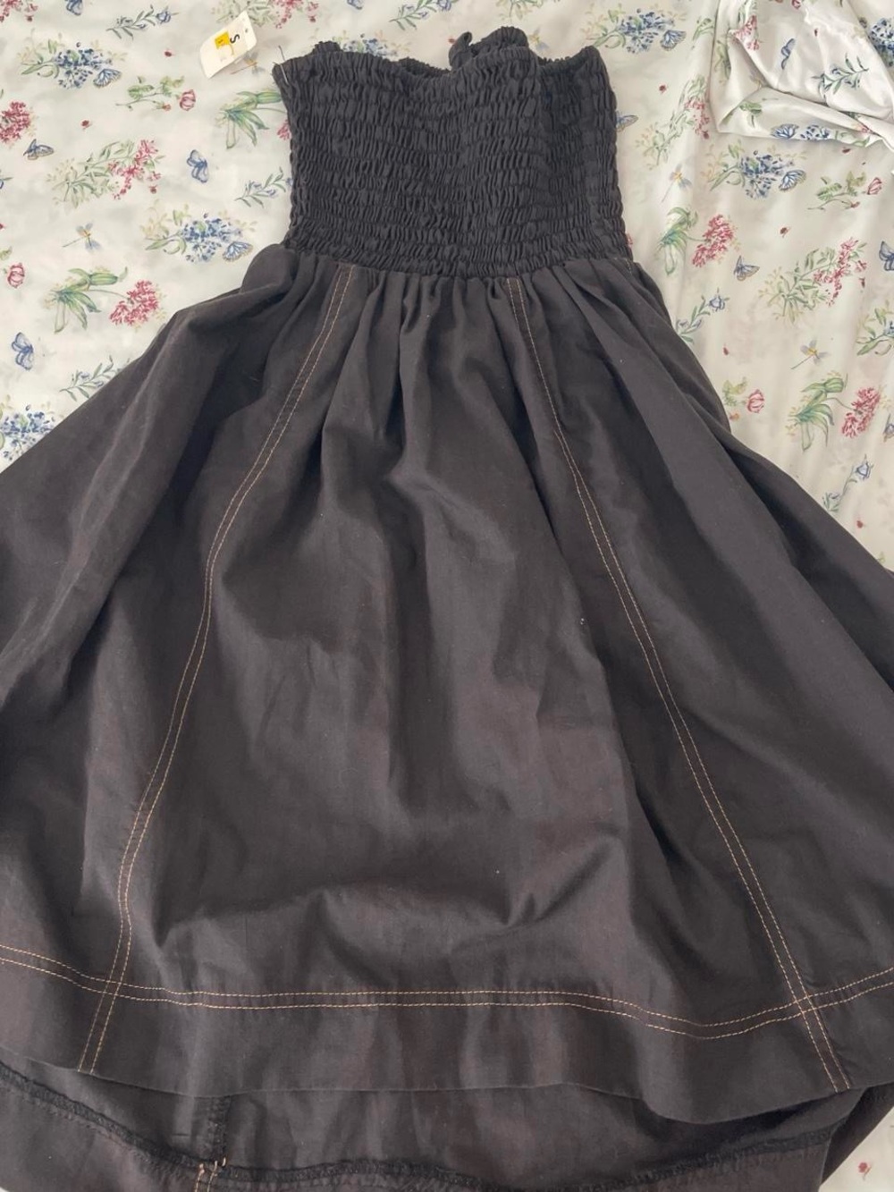 Brown Strapless Midi Dress